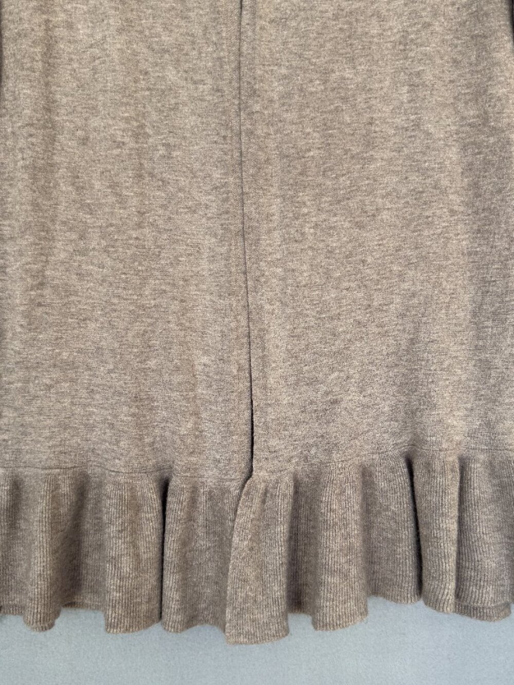 Dreamers by Debut Women's Ruffled Knit Cardigan Medium Taupe Open Front Feminine - Picture 3 of 14